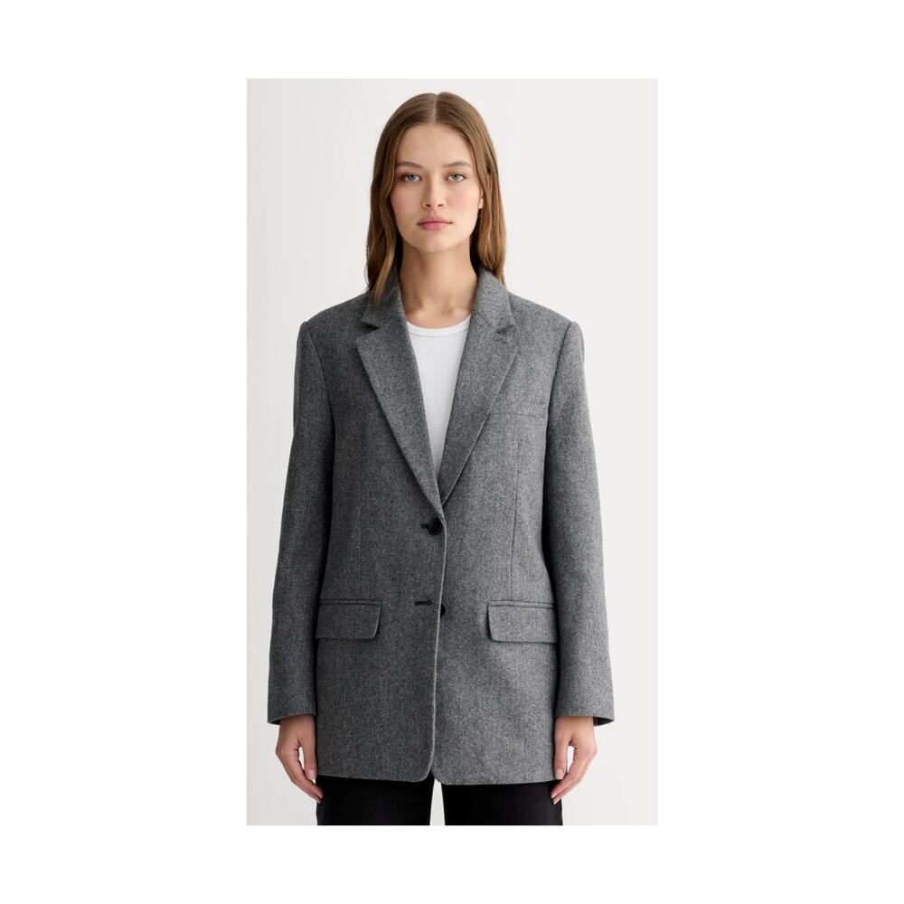Everlane The Oversized Blazer Womens 8 Gray Herringbone Wool Blend Jacket Lined